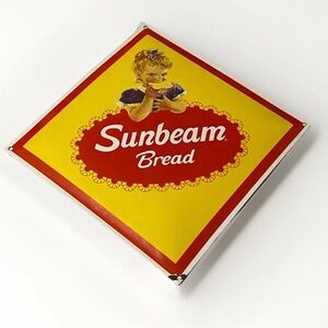 Sunbeam Bread hanging sign yellow and red